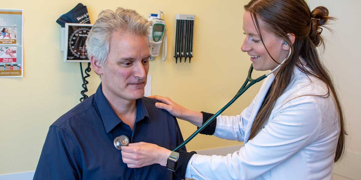 Dr. Boham with patient