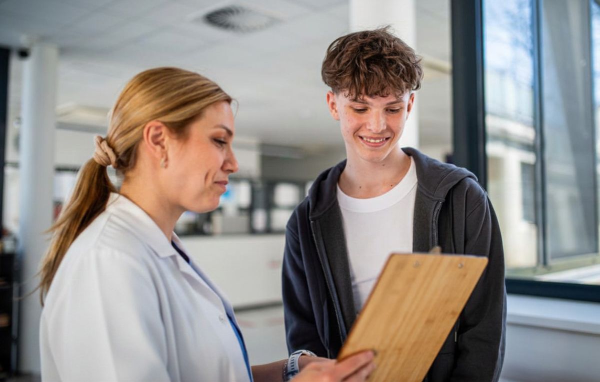 Teen receiving care